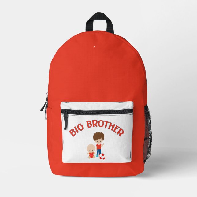 Big Brother with Baby Brother Personalised Name Printed Backpack (Front)