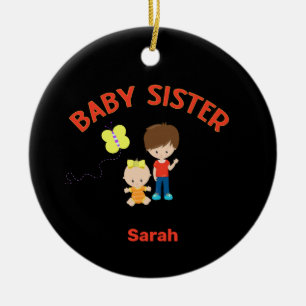 Big Brother with Baby Sister Name Custom Colours Ceramic Ornament