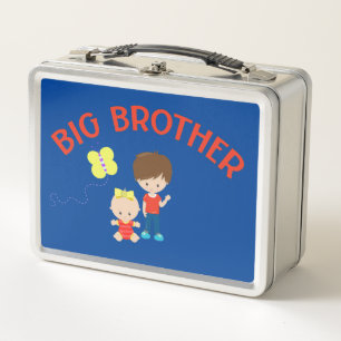 Big Brother with Baby Sister Personalised Metal Lunch Box