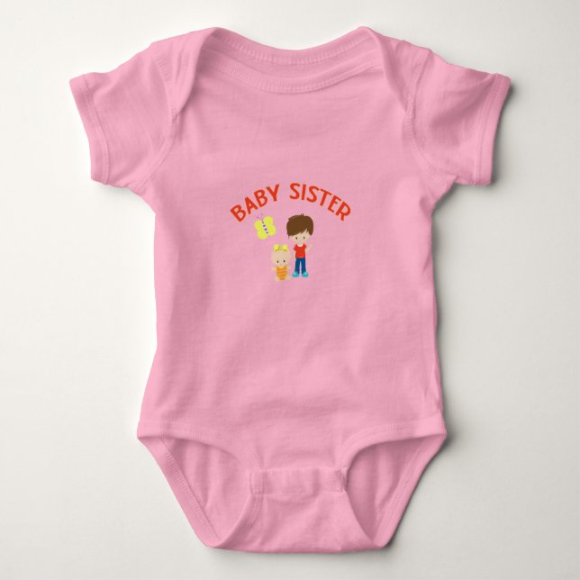 Big Brother with Baby Sister Proud Sibling Baby Bodysuit (Front)