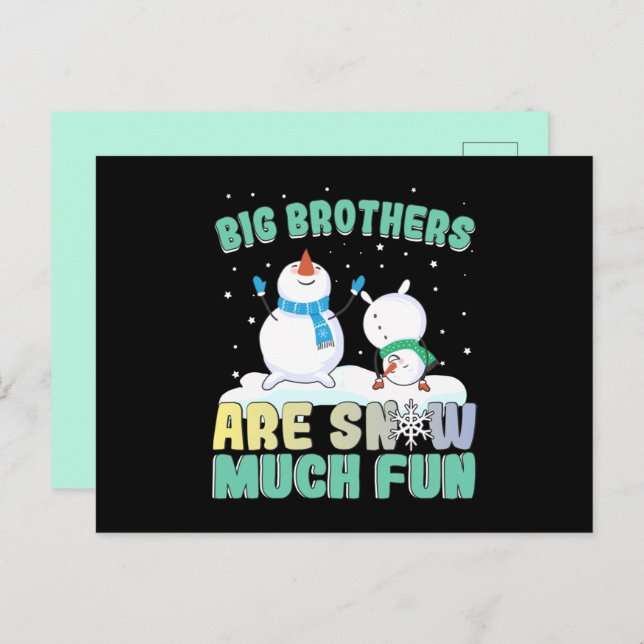 Big Brothers are Snow Much Fun - Holiday Snowman Postcard (Front/Back)
