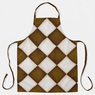 Big Brown & Antique White Diamonds Large Apron