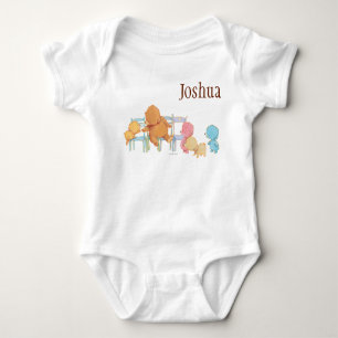 Big Brown Bear & Friends Share Four Chairs Baby Bodysuit