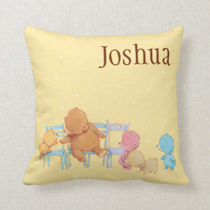 Big Brown Bear & Friends Share Four Chairs Cushion