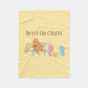 Big Brown Bear & Friends Share Four Chairs Fleece Blanket