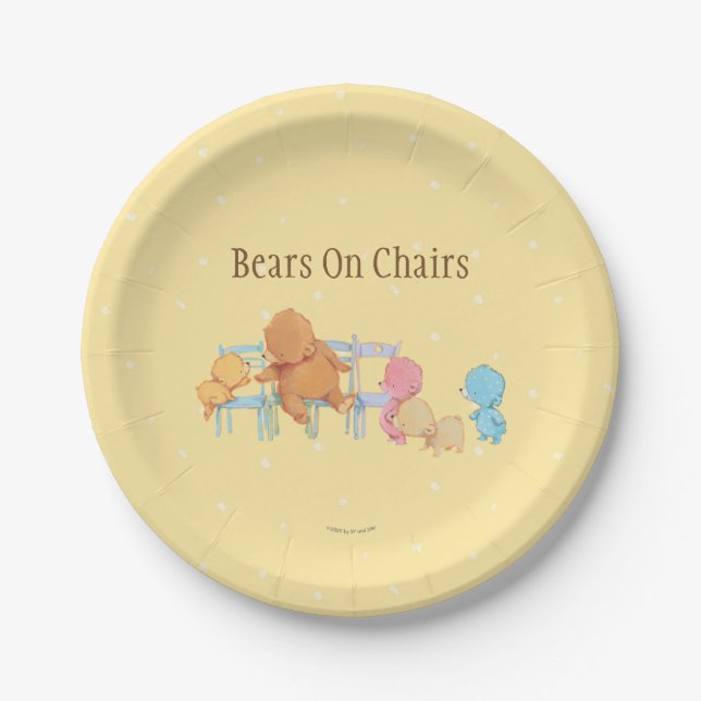 Big Brown Bear & Friends Share Four Chairs Paper Plate (Front)