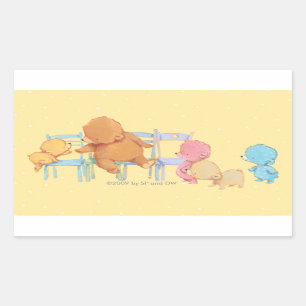 Big Brown Bear & Friends Share Four Chairs Rectangular Sticker