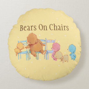 Big Brown Bear & Friends Share Four Chairs Round Cushion