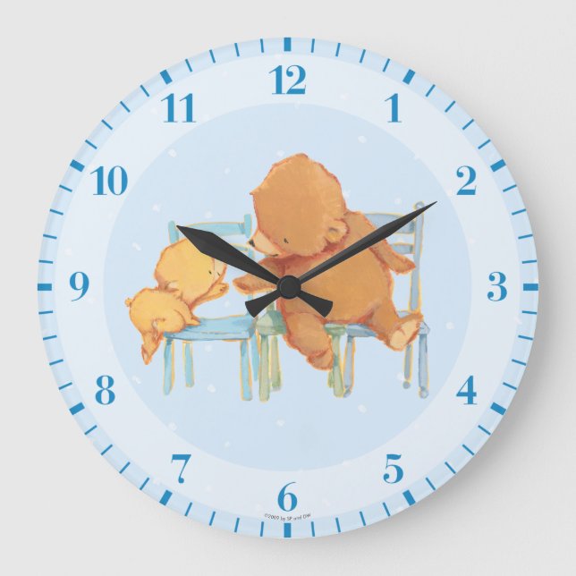 Big Brown Bear Helps Little Yellow Bear Large Clock (Front)