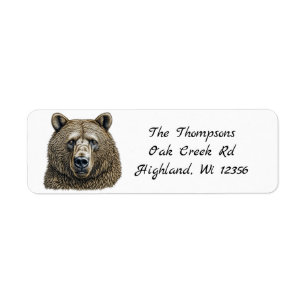Big Brown Bear Personalised Return Address Label