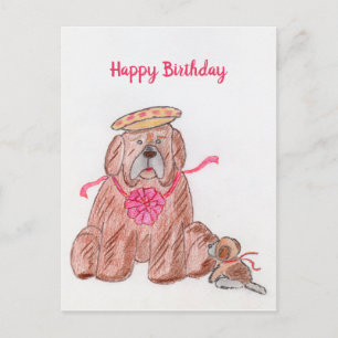Big brown dog and puppy Postcard