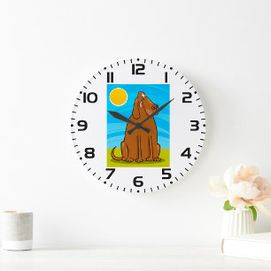 Big Brown Dog Large Clock