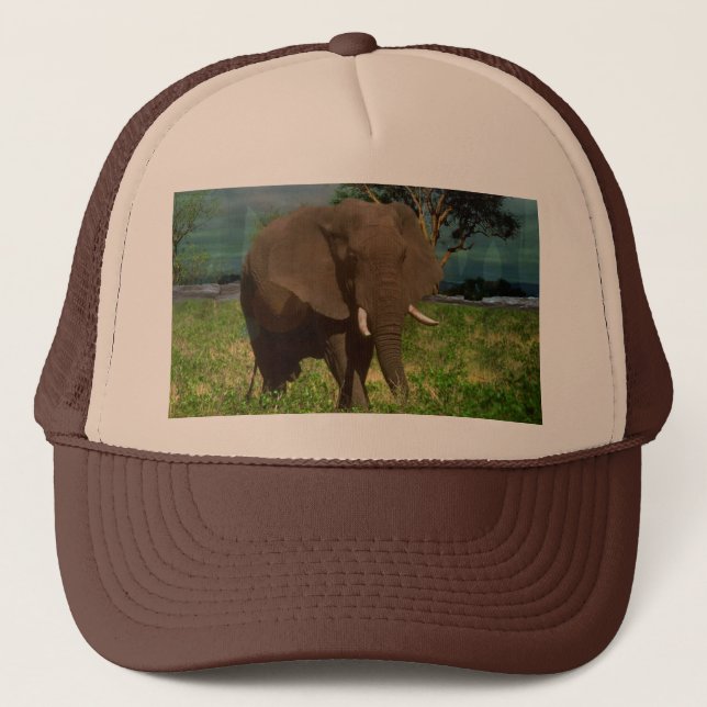 Big Brown Elephant Grazing,    Trucker Hat (Front)