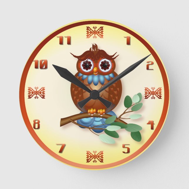 Big Brown Owl Wall Clock (Front)