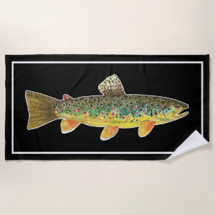 Big Brown Trout Fly Fishing Ichthyology Cool Beach Towel