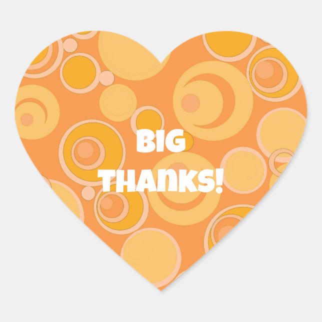 Big Bubblegum Bubbles Everywhere Orange Thank You Heart Sticker (Front)