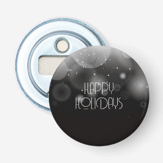 Big Bubbles Bokeh Black Happy Holidays Bottle Opener