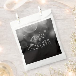 Big Bubbles Bokeh Black Happy Holidays Favour Bag