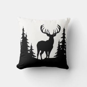 Big Buck Among Pine Tree Vector Cushion