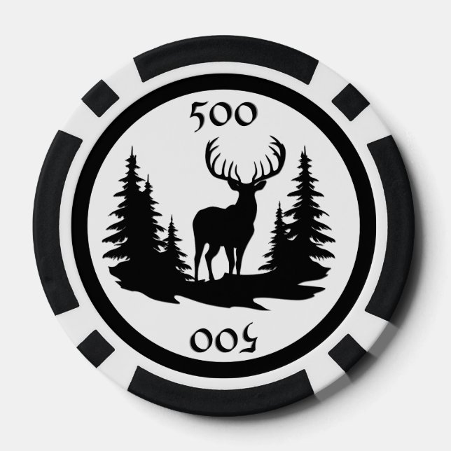 Big Buck Among Pine Trees Add Amount  Poker Chips (Back)