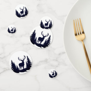 Big Buck Among Pine Trees Vector Confetti