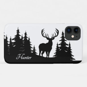 Big Buck Among Pine Trees Vector Personal Name iPhone 11 Case