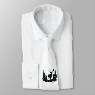 Big Buck Among Pine Trees Vector  Tie