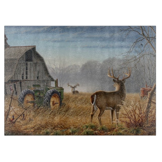 Big Buck  Deer Showdown On The Farm Cutting Board (Front)