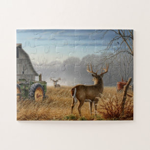 Big Buck  Deer Showdown On The Farm Jigsaw Puzzle