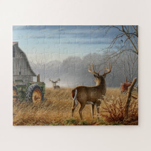 Big Buck Deer Showdown On The Farm Jigsaw Puzzle