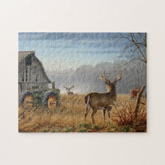 Big Buck  Deer Showdown On The Farm Jigsaw Puzzle