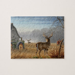 Big Buck  Deer Showdown On The Farm Jigsaw Puzzle