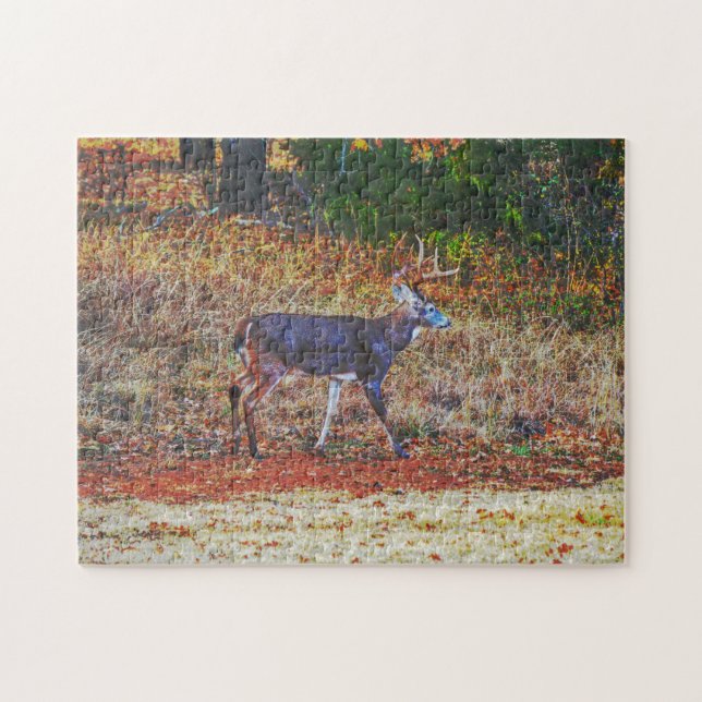 Big Buck Deer Walking in a Meadow Art Puzzle (Horizontal)