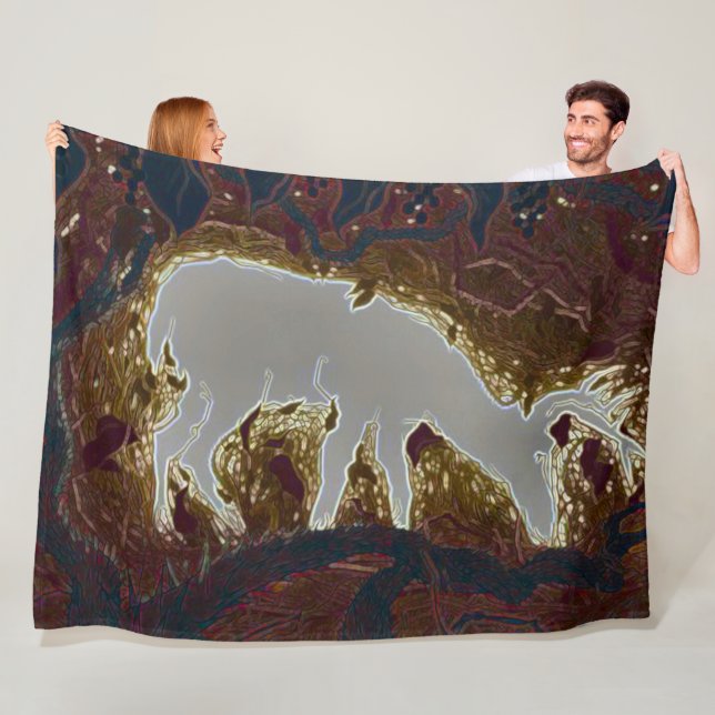 Big Buck Hunter Abstract Outdoorsman Fleece Blanket (In Situ)