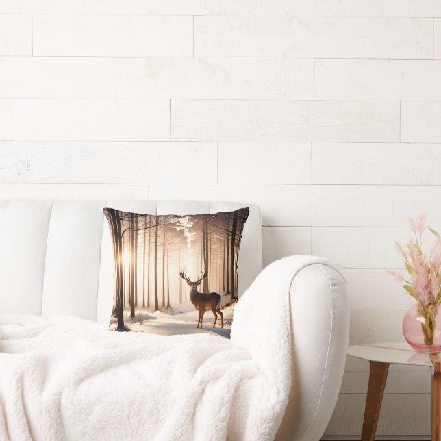 Big Buck In Winter Forest Cushion (Couch)