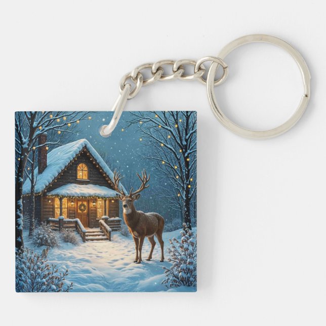  Big Buck's Snowy Christmas Visit Key Ring (Back)