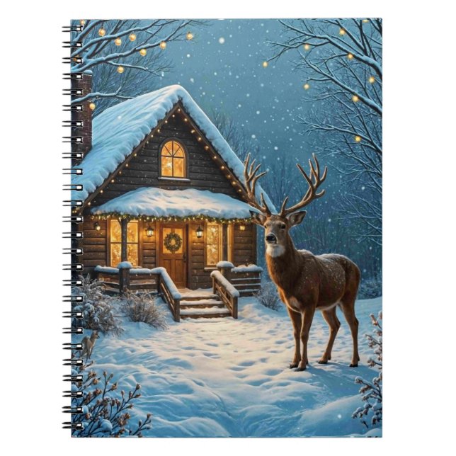  Big Buck's Snowy Christmas Visit Notebook (Front)