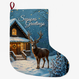 Big Buck's Snowy Christmas Visit Personal Large Christmas Stocking