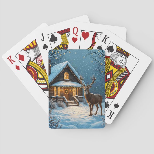  Big Buck's Snowy Christmas Visit Playing Cards (Back)