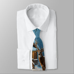 Big Buck's Snowy Christmas Visit Tie