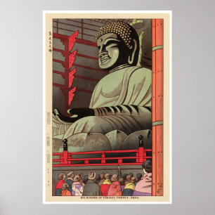 Big Buddha Poster Japanese Woodblock Print Todaiji