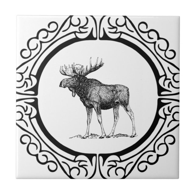 big bull moose art ceramic tile (Front)