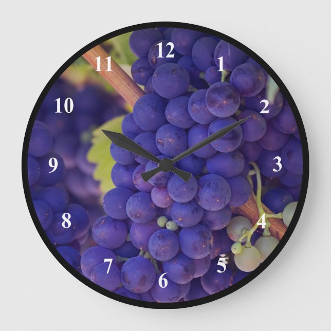 Big Bunch of Juicy Purple Grapes Large Clock (Front)