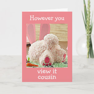 BIG BUNNY BUTT EASTER GREETING "COUSIN" HOLIDAY CARD