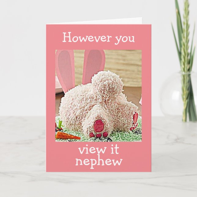 BIG BUNNY BUTT EASTER GREETING "NEPHEW" HOLIDAY CARD (Front)