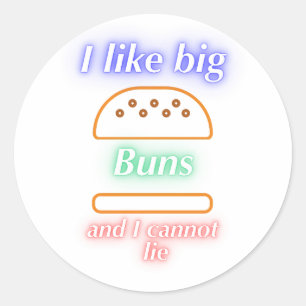 Big Buns Funny Burger Classic Round Sticker
