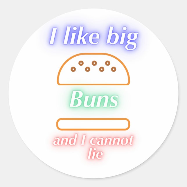 Big Buns Funny Burger Classic Round Sticker (Front)
