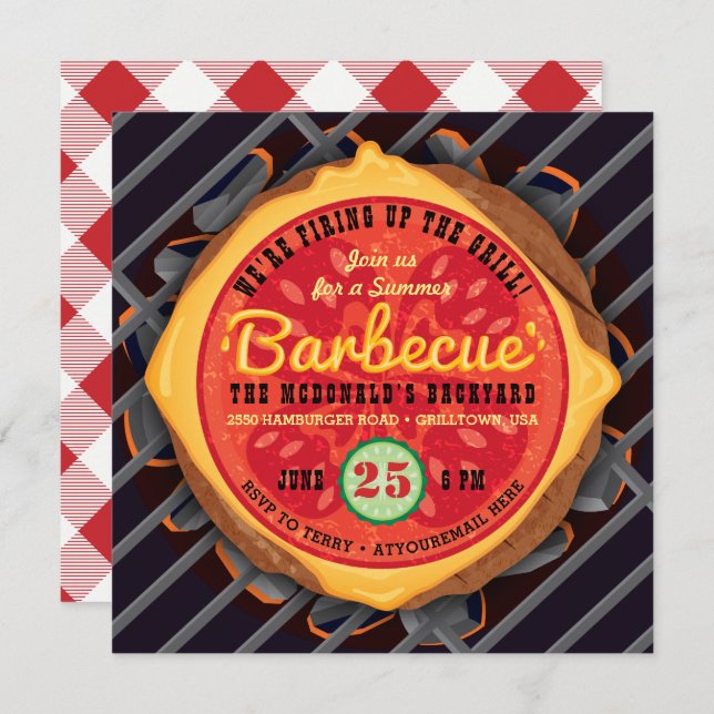 Big Burger Barbecue Invitation (Front/Back)