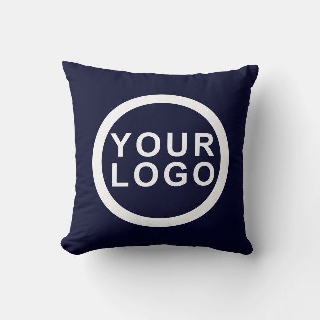 Big Business Company Logo Promotional Brand Navy Cushion (Front)