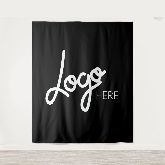 Big Business Logo Modern Minimalist Black Backdrop Tapestry (Front)